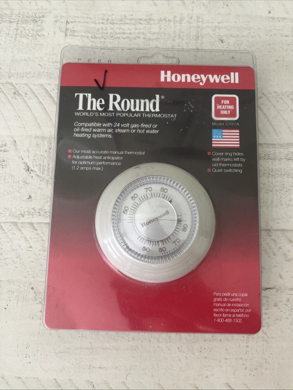 NOS Honeywell The Round Manual Thermostat 24V New Old Stock